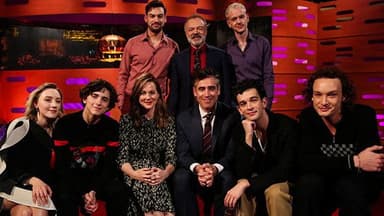Laura Linney, Saoirse Ronan, Timothée Chalamet, Stephen Mangan, The 1975 still