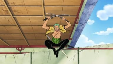 Fierce Sword Attacks! Zoro vs. Kaku, Powerful Sword Fighting Showdown! still
